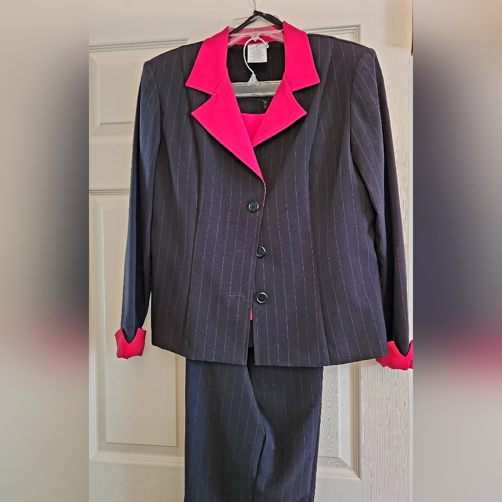 Size 16 Women's Black Pinstripe Suit set with pants, skirt and top